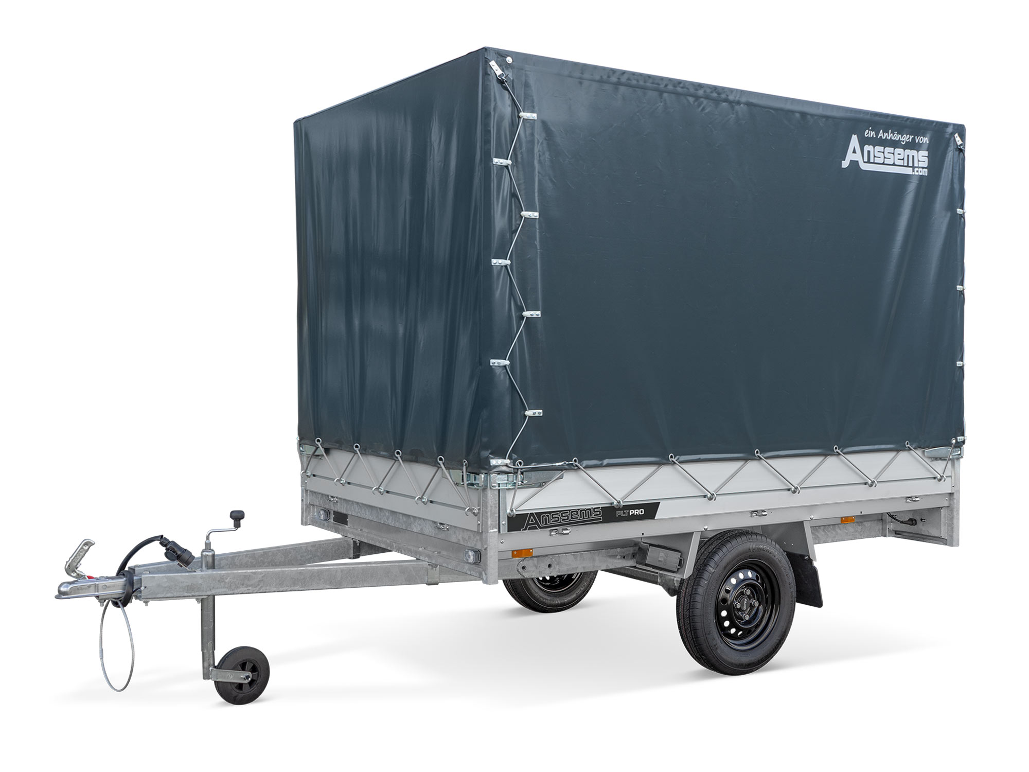 Anssems PKW Anhänger Hochlader Alu PLT-1 PRO 750kg Ladefläche 2,51 x 1,50 m ungebremst mit Aktionsplane 1,50m
